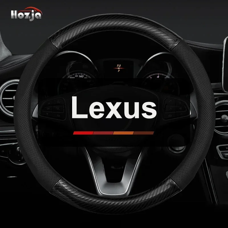 

Carbon Leather Car Steering Wheel Cover for Lexus UX300e LS LC500 IS RX RC F LS500 GX460 ES 2019 2020 2021 2022 Auto Accessories