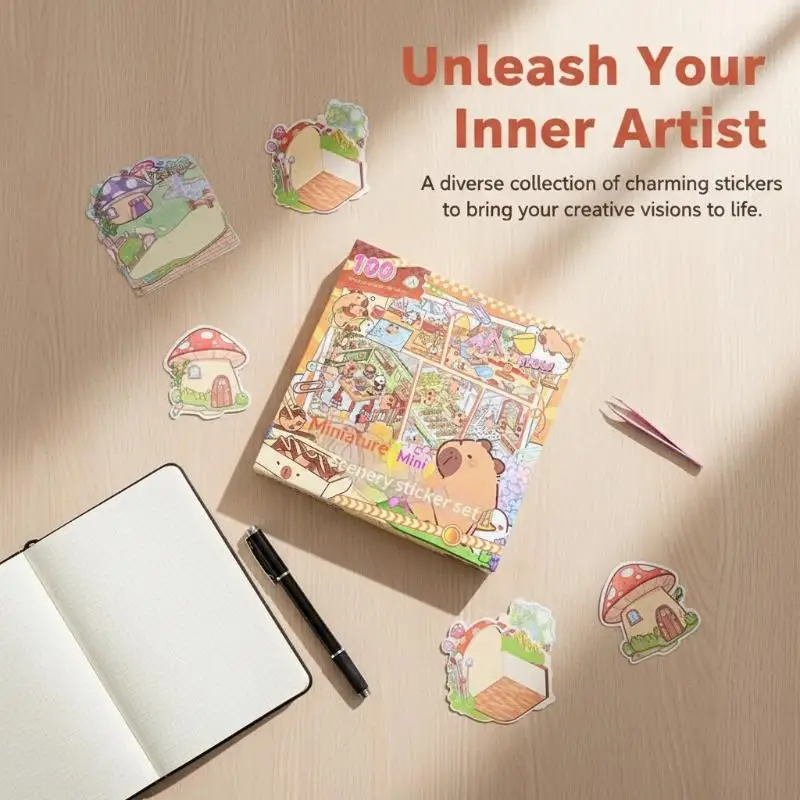 

50 миниатюрных сцен в 1 коробке: объемные наклейки-домики, игрушки, подарки на день рождения для девочек