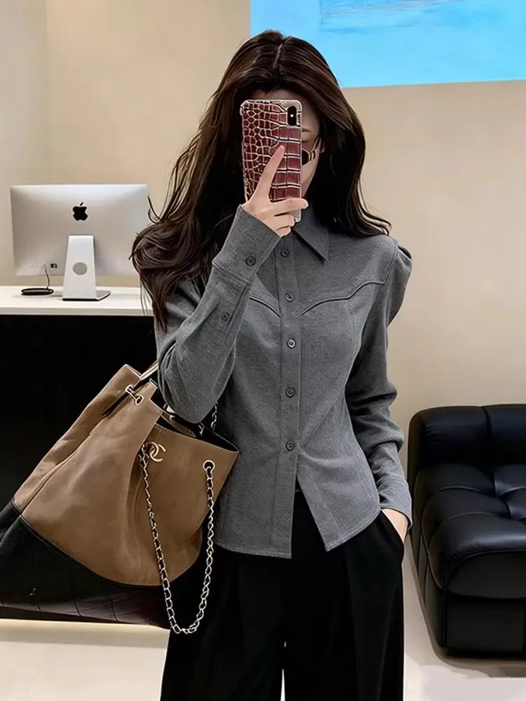 

Ретро-кардиган с отложным воротником для женщин, зимний, утепленный, с уникальным многослойным дизайном, базовый топ