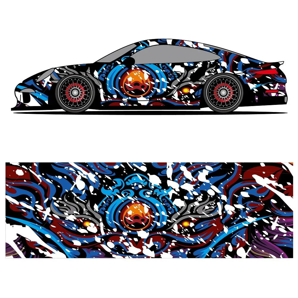 Graffiti Art Racing Car Graphic Decal Full Body Racing Vinyl Wrap Car Full Wrap Sticker Decorative Car Decal Size 450cm*100cm