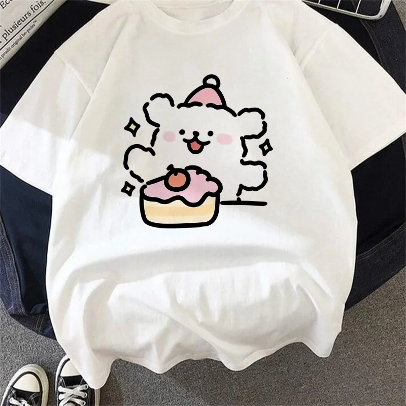 

Футболка с рисунком Kawaii для пары: женская эстетичная винтажная футболка, милый топ в стиле Харадзюку, женские футболки на День святого Валентина