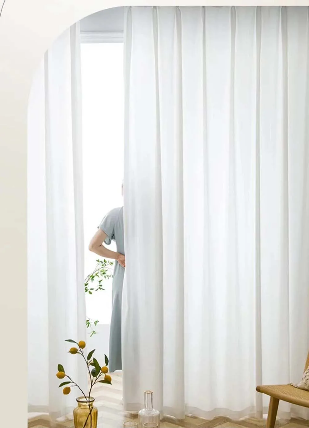 1PC High Quality Thick Yarn Chiffon Window Curtains Luxury White Tulle For Bedroom Villa Opaque Drapes Living Room Decoration