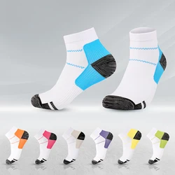 Meias de compressão casuais masculinas, meias de fáscia plantar brancas, corrida, ciclismo, basquete, ao ar livre, novas, verão