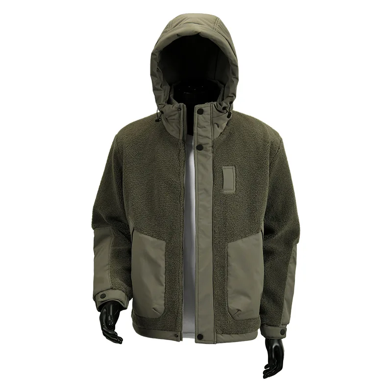 men jacket winter thicken patchwork long sleeve pocket man cargo coat windproof loose comfortable hooded male outerwear