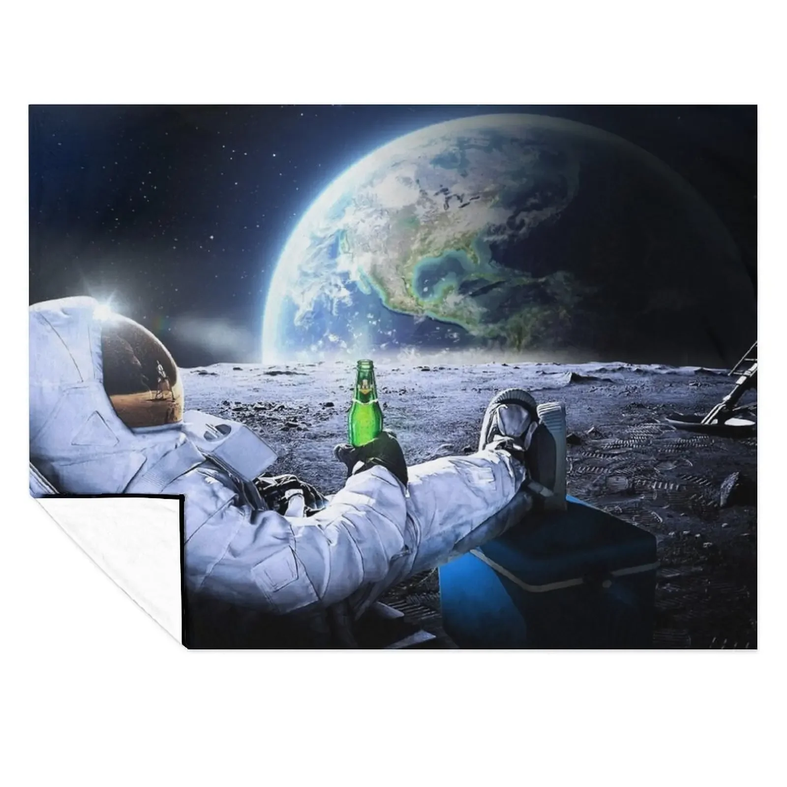 

Astronaut on the Moon with beer  HQ-quality, BESTSELLER Throw Blanket Decoratives Designers Kid'S Thermal Blankets