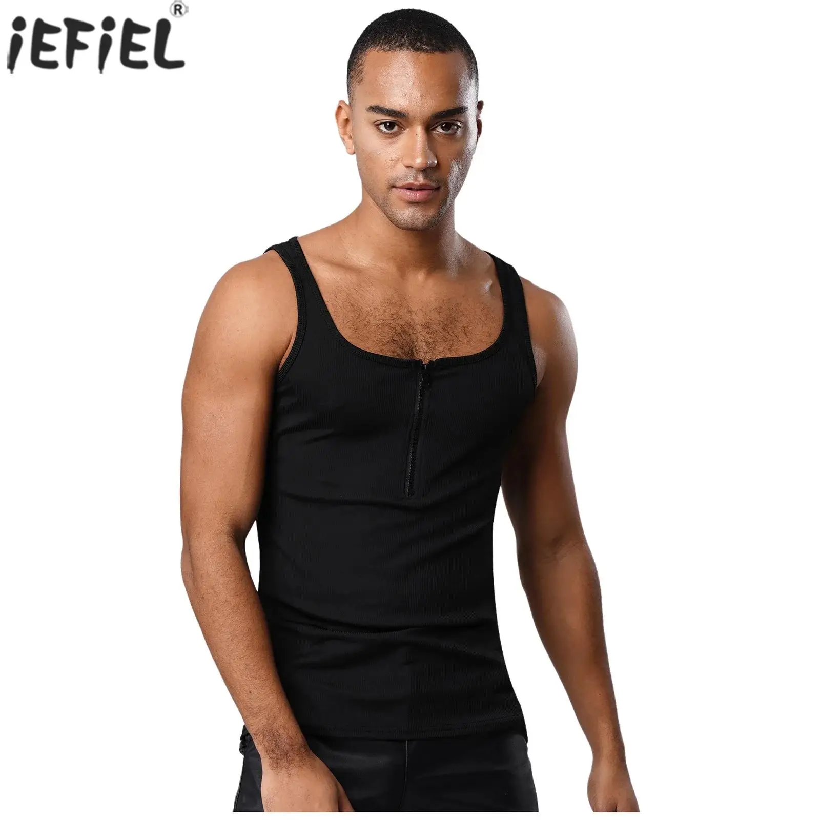 

Men Black Vest Tops Summer Sleeveless Wresting Singlets Workout Sport Vest for Bodybuilding Running Gym Sports Daily Casual Wear