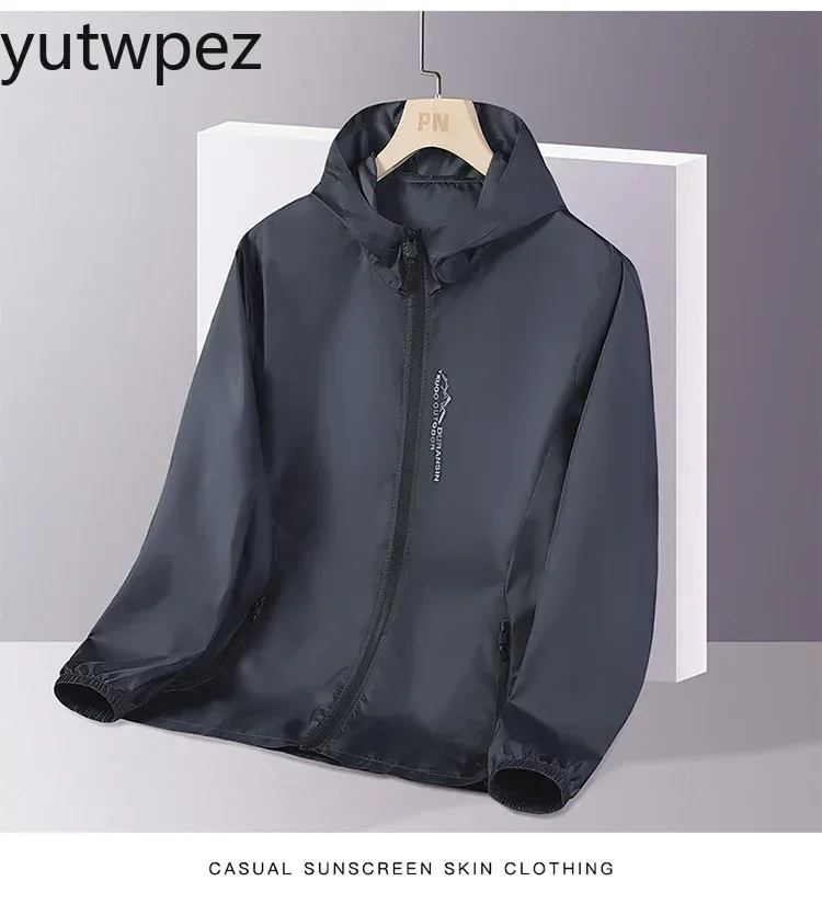 Sport-Laufjacke für Herren mit UV-Schutz UPF50+, Leichte Sonnenschutz-Windjacke für Sommer, Outdoor-Wandern, Hautschutz-Mantel in Übergrößen – Detail 13