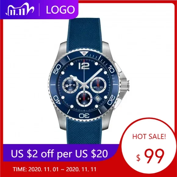 Luxury New Automatic Watch for Men Mechanical Watches Stainless Steel Concas Black Blue Rubber Ceramic Bezel Sapphire