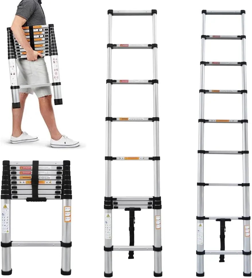 Max Capacity,Non-Slip Sturdy Multi-Purpose Telescope Portable Ladder Outdoor Indoor Use 8.53FT 2.6M