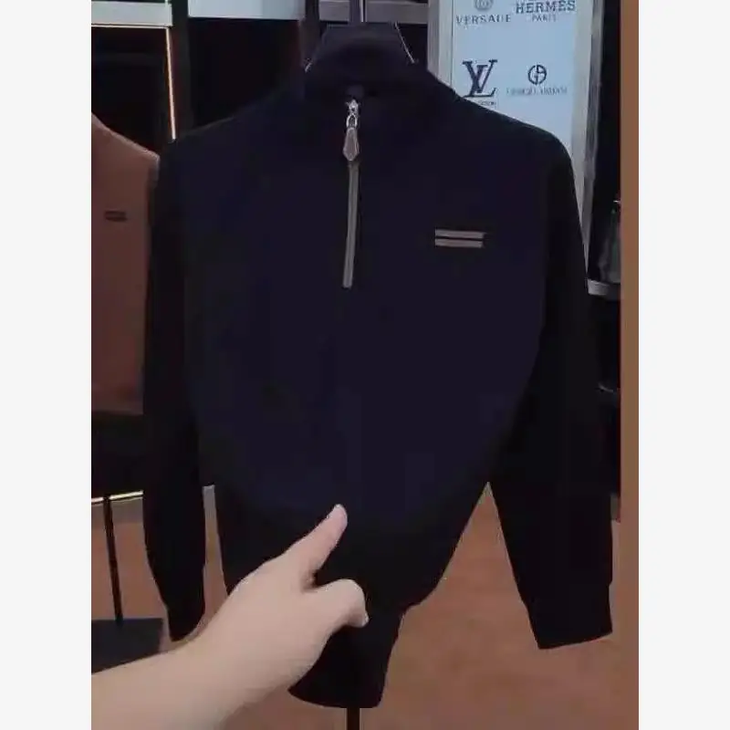 

Мужская толстовка Ele Simple с длинным рукавом, на молнии, с воротником-стойкой, удобная посадка, осенняя, модная, повседневная, для бизнеса