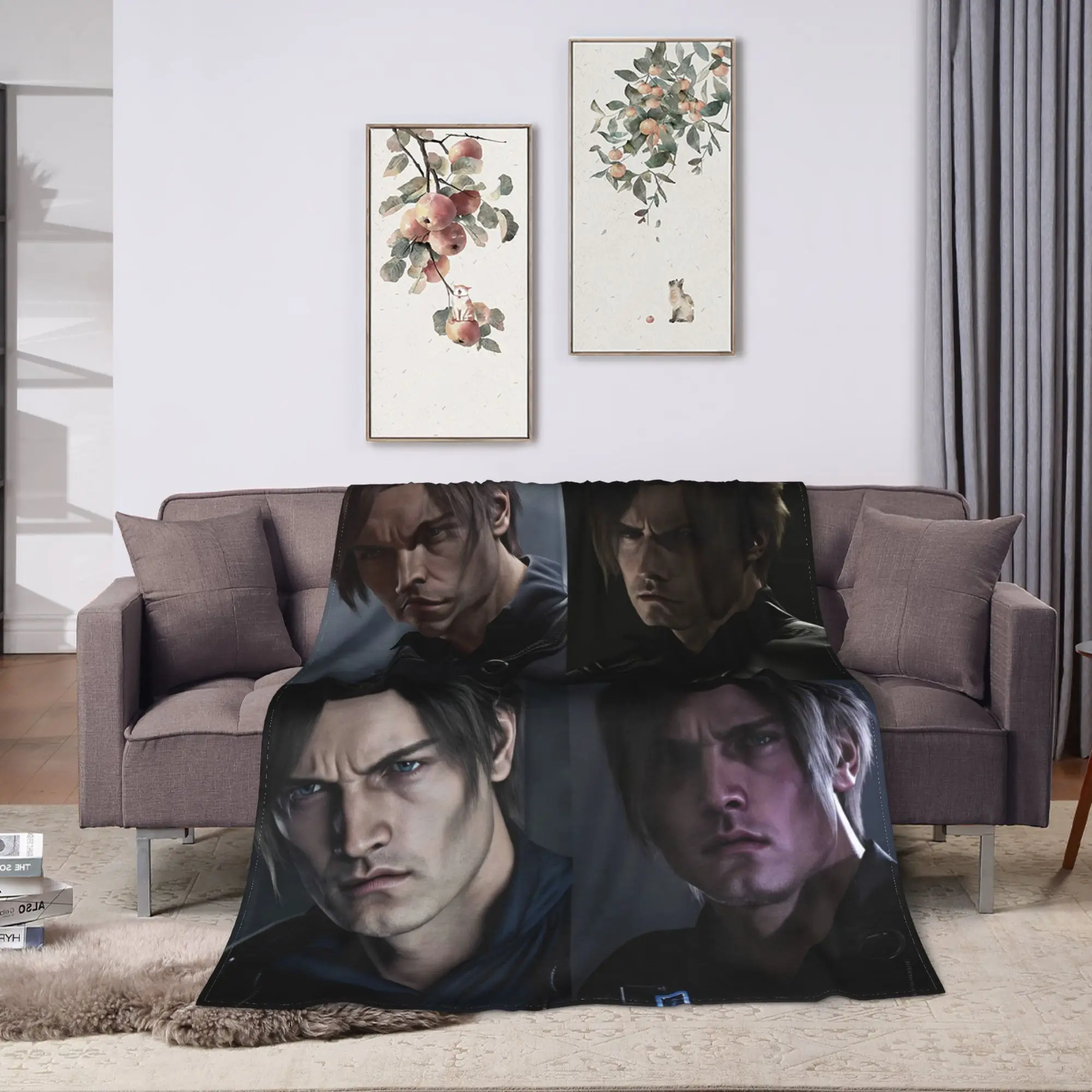 Leon Kennedy Blanket Adults  Flannel Throw Blanket For Sofa Home Comfortable Design Quality Bedspread Gift