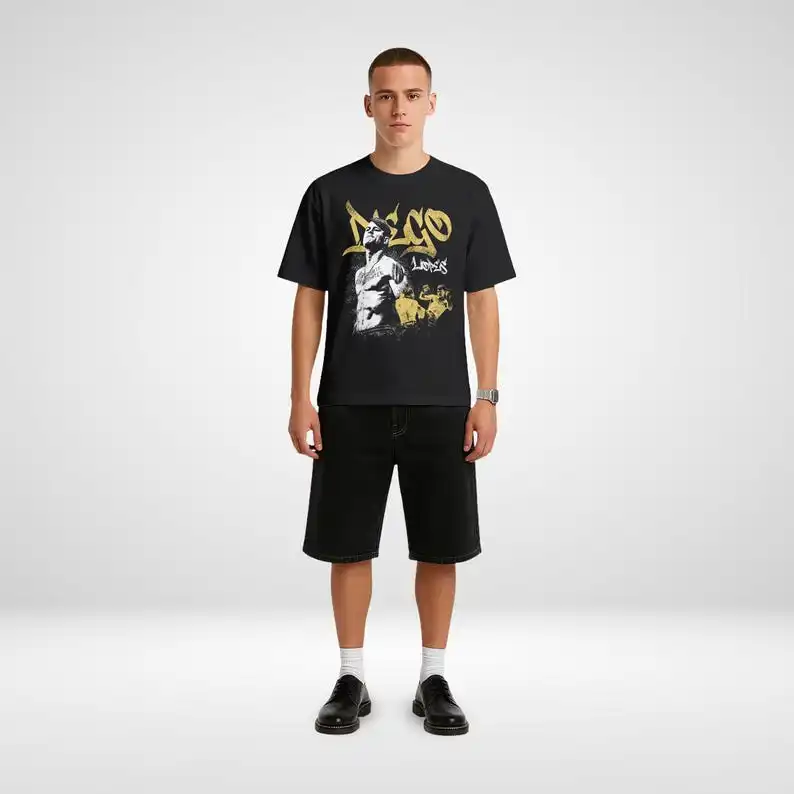 تي شيرت دييغو لوبيس: تي شيرت برسومات القتال بطل القتال الليلية، هدية مروحة من القطن عتيق برقبة دائرية ملابس الشارع الشهير بأكمام قصيرة #4