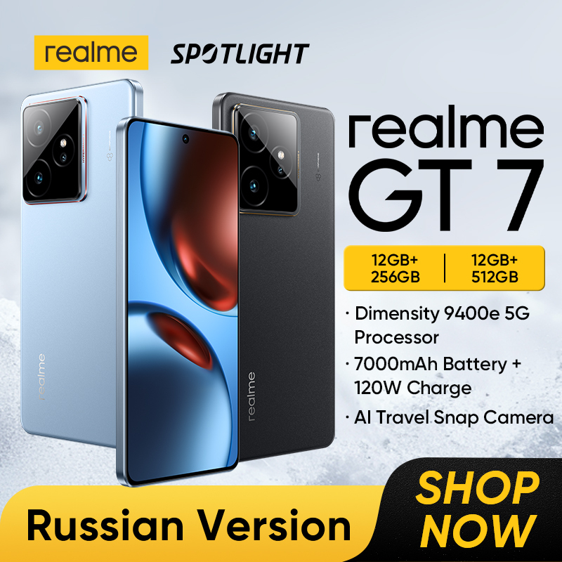   realme GT 7 5G Smartphone Dimensity 9400e Chipset 7000mAh Battery 120W Charge 6.78" 1.5K AMOLED Display IP69 