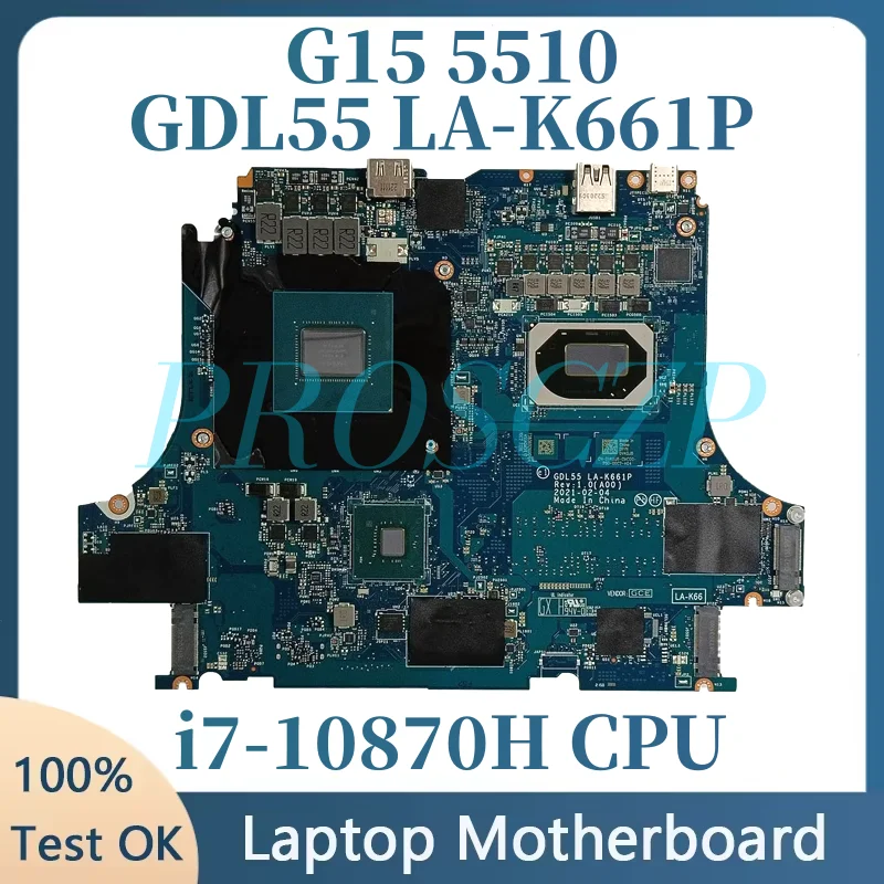 Placa base GDL55 LA-K661P 0VKDJ6 VKDJ6 para ordenador portátil Dell G15 5510, CPU integrada SRK3Y i7-10870H RTX3060 - 6GB