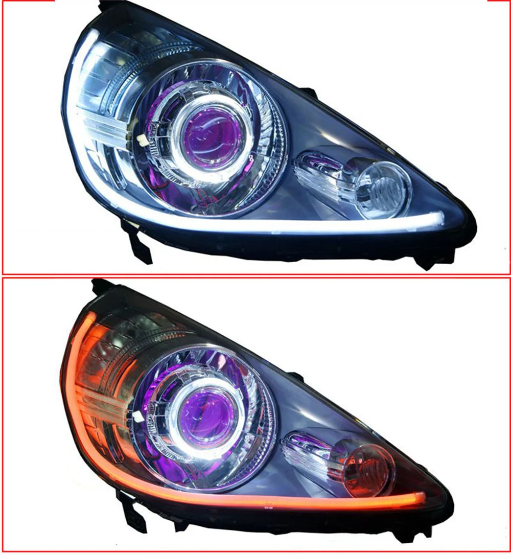 For FIT JAZZ 2003-2013 Angel devil eye DRL daytime running light lamp Car accessories LED Headlight assembly Xenon