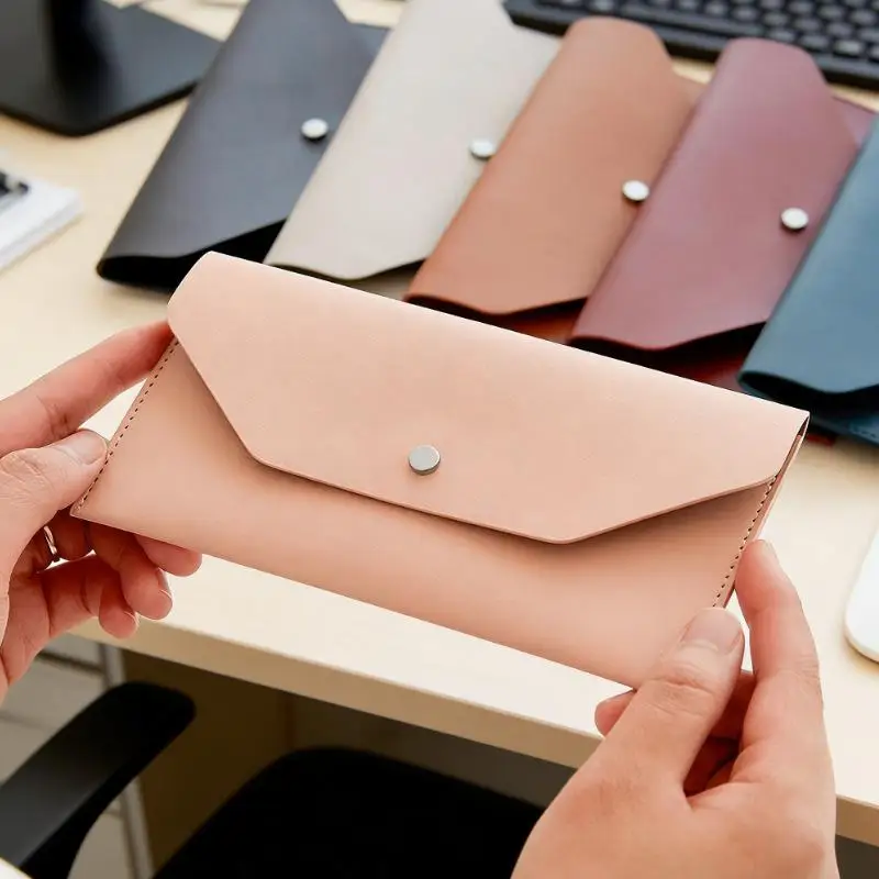 Envelope Wallet PU Leather Cash Envelope Wallet Classic Fashion Women's Wallet Ferrule Name Card Holder Gif
