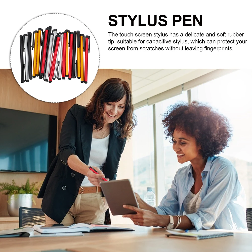 

24pcs Universal Touch Screen Stylus Pen Capacitive Aluminum Alloy Soft Rubber Tip Accurate Positioning Smart Devices Tablet