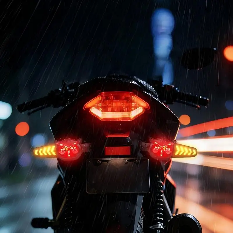 Two Motorcycle Turn Signal and Tail Lights, Waterproof Dynamic Flowing Running Light, Motorcycle Modified Signal Lights