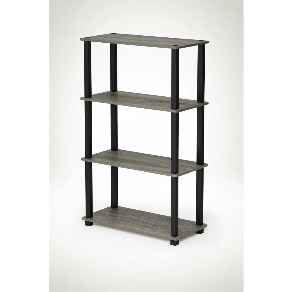 

4-уровневая многофункциональная полка для выставки товаров, квадратная трубка, французский дуб серый/черный — простая сборка, компактное хранилище для домашнего офиса