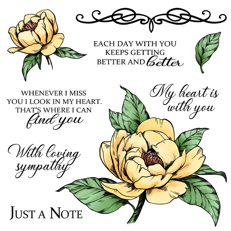 

Beautiful Mangnolia Flower Cutting Dies Clear Stamp DIY Scrapbooking Metal Dies Silicone Stamps For Cards Album Decor