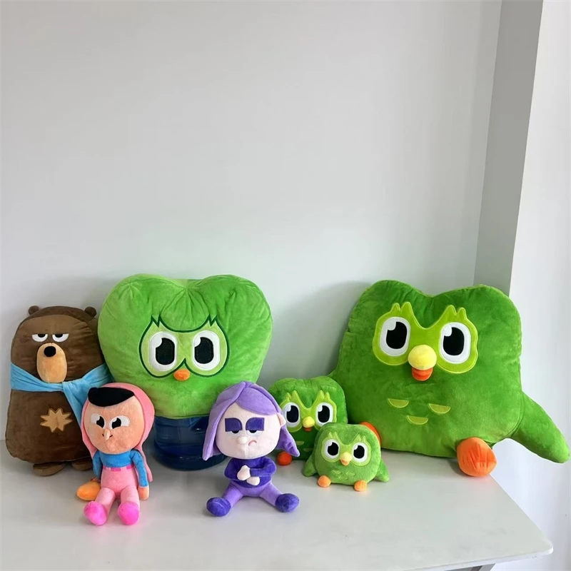 Duolingo Owl Plush Toy Green Soft Stuffed Animal Language Learning Mascot Cute Home Desk Decor For Kids Teens Birthday Gift