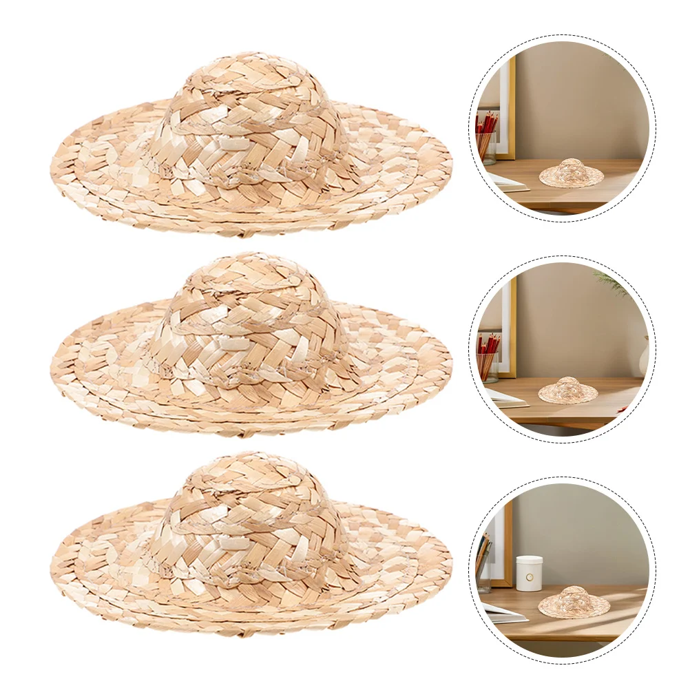 

6Pcs Mini Straw Hats Lightweight Woven Caps for Craft Projects Tea Party Decorations Bottle Toppers Outdoor Photo Shoots Elegant