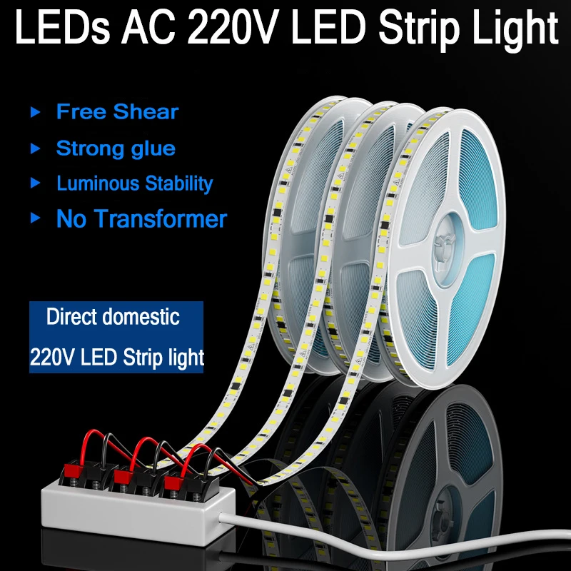 AC Led Strip Light 220 V lampada 2835 120/LEDs/M Led Strip Lights 220 V Volt Home Lamp diodo Tape flessibile Cuttable Soft Lamp Bar