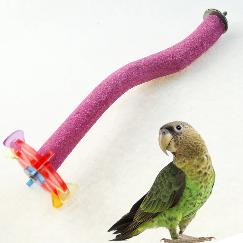 Acrylic flying wheel bird  perching stick, parrot  beak and  claw  grinding quartz  sand stick, bird - cage accessories