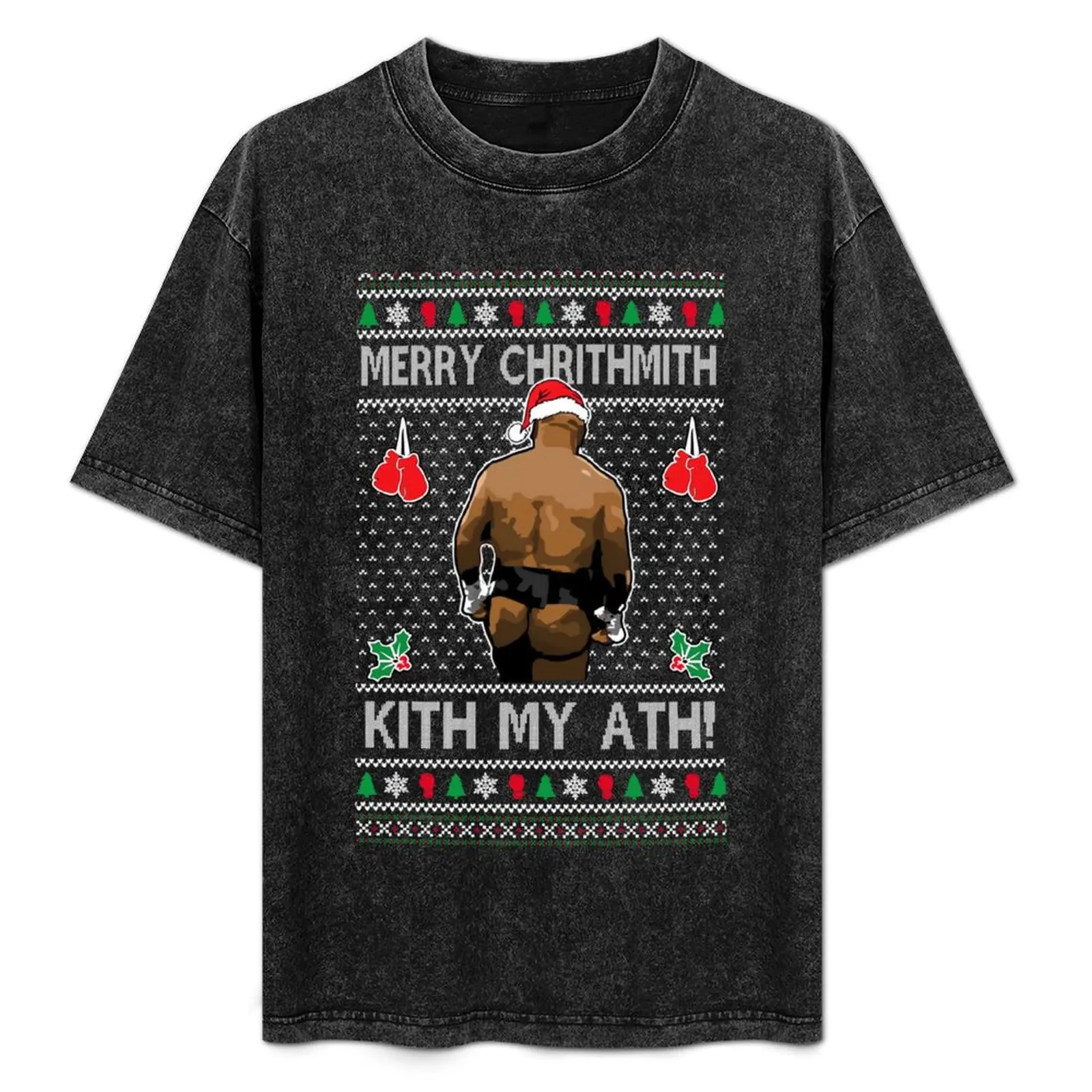 

Funny Merry Chrithmith Kith My Ath Mike Tyson Butt T-Shirt Basic Solid Color Short Sleeve Cotton Top
