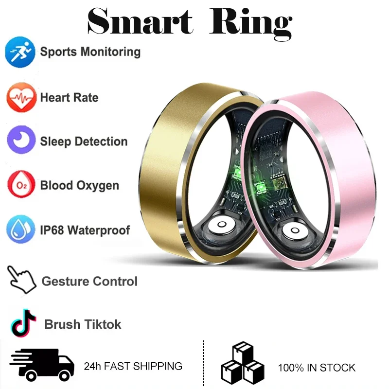 

New Smart Fitness Ring with Gesture Control,Heart Rate,Blood Oxygen,Blood PressureSleep,Steps,Distance,Calories for Android IOS
