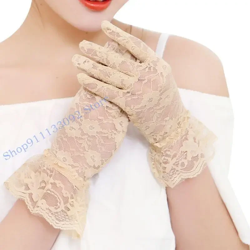 

H9ED Women Girls Summer UV-защищенные перчатки сетчатые сетчатые сетчатые кружевные рукавицы