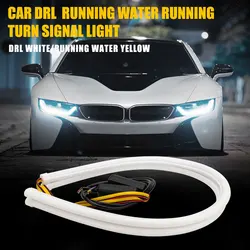 Tira de luces LED flexibles para circulación diurna, luces de circulación diurna, 2 piezas, 30CM, 45CM, 60CM, intermitente blanco y amarillo, Ojos de Ángel