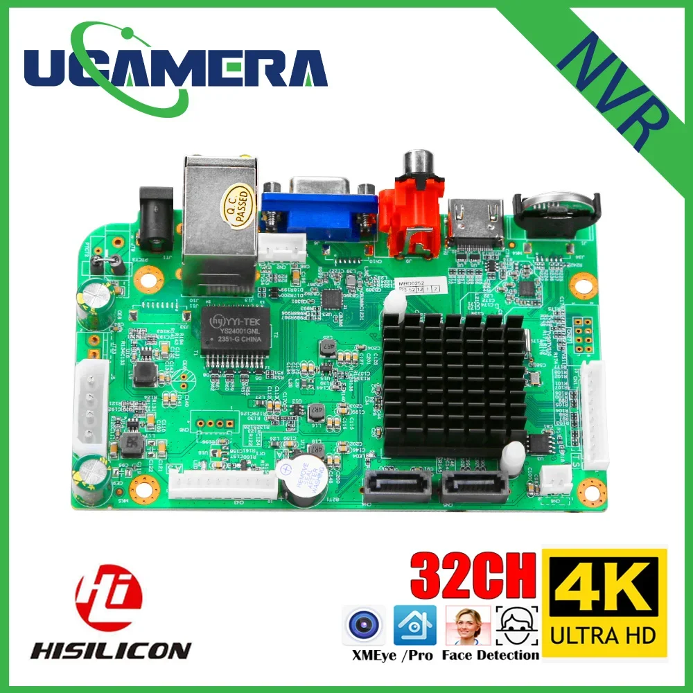 Cctv 16ch 4k h.265 nvr hd 3840*2160 saída 2 sata hdd rosto suporte humano nuvem xmeye pro app monitoramento móvel