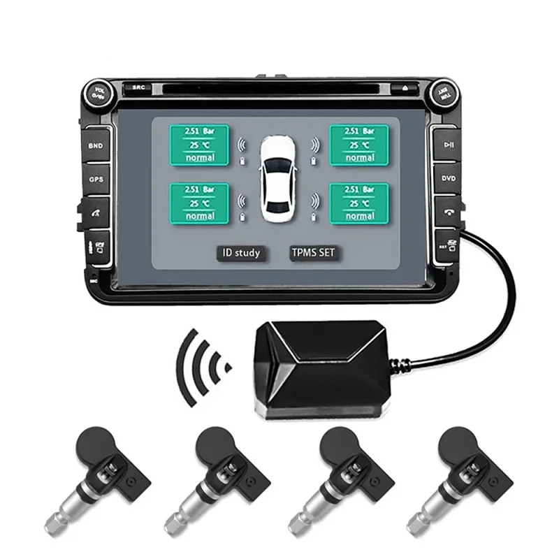 USB Android TPMS Tire Pressure Monitoring System Display Alarm System Internal External 4 Sensors For Car Navigation Radio