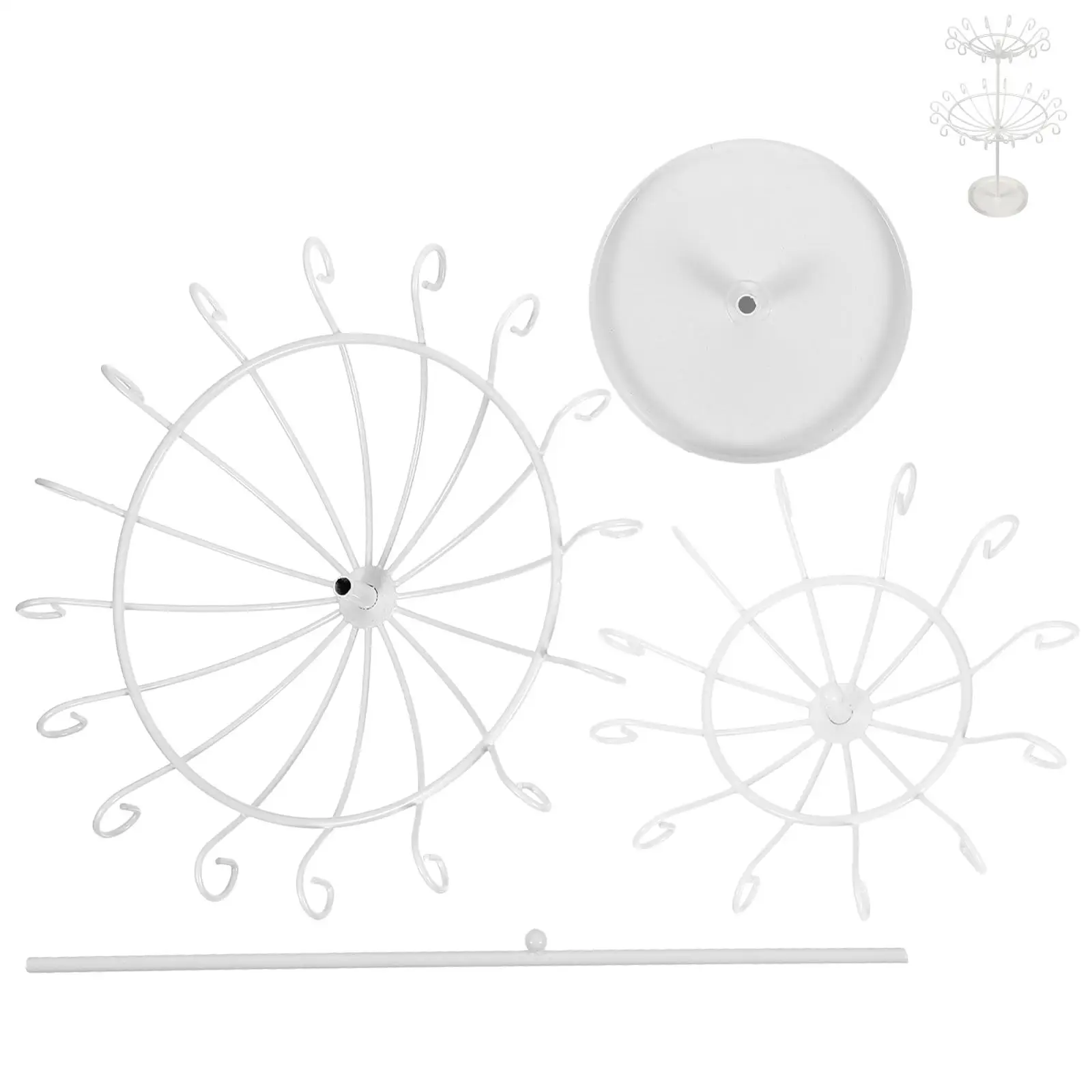 

Jewelry Rack Small White Double Layer Key Holder Umbrella Stand Metal Ring Display Bracelet Hanger Storage Decor
