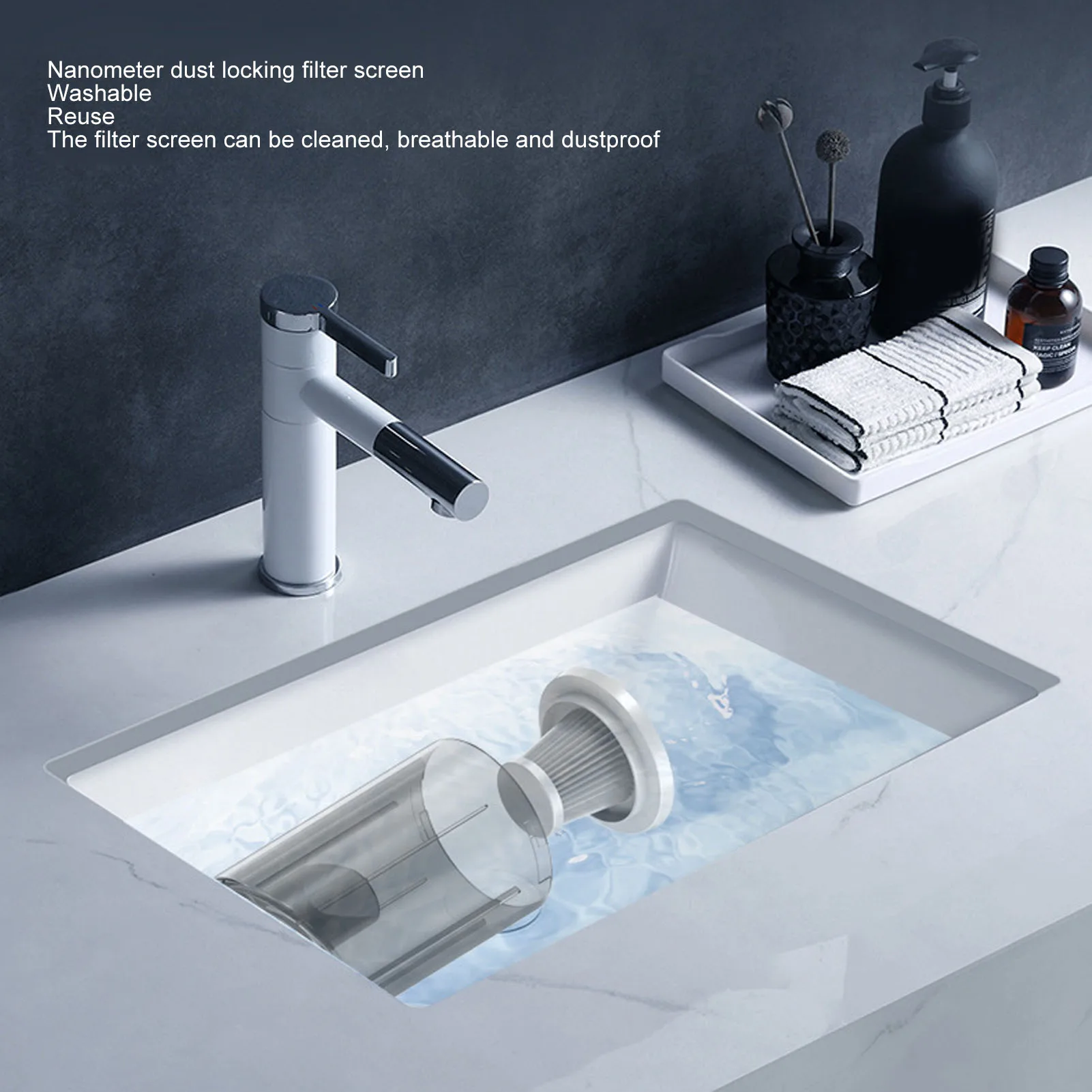 Car Vacuum Cleaner 360° Cleaning Washable Filter Screen Portable Handheld Vacuum Cleaner Inflator 12V Black