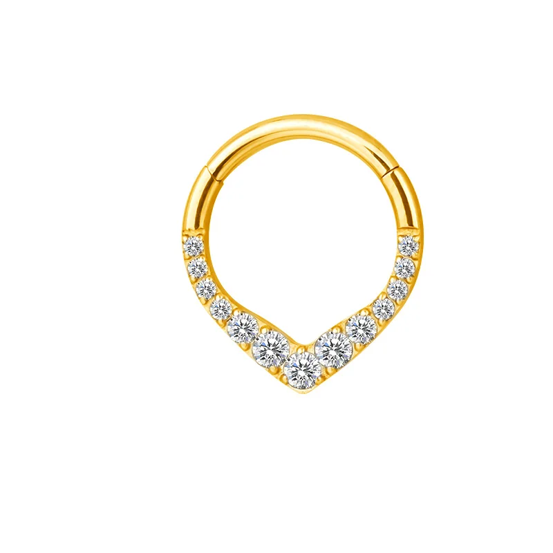 Titanium CZ Ring Hoop Nose Rings
