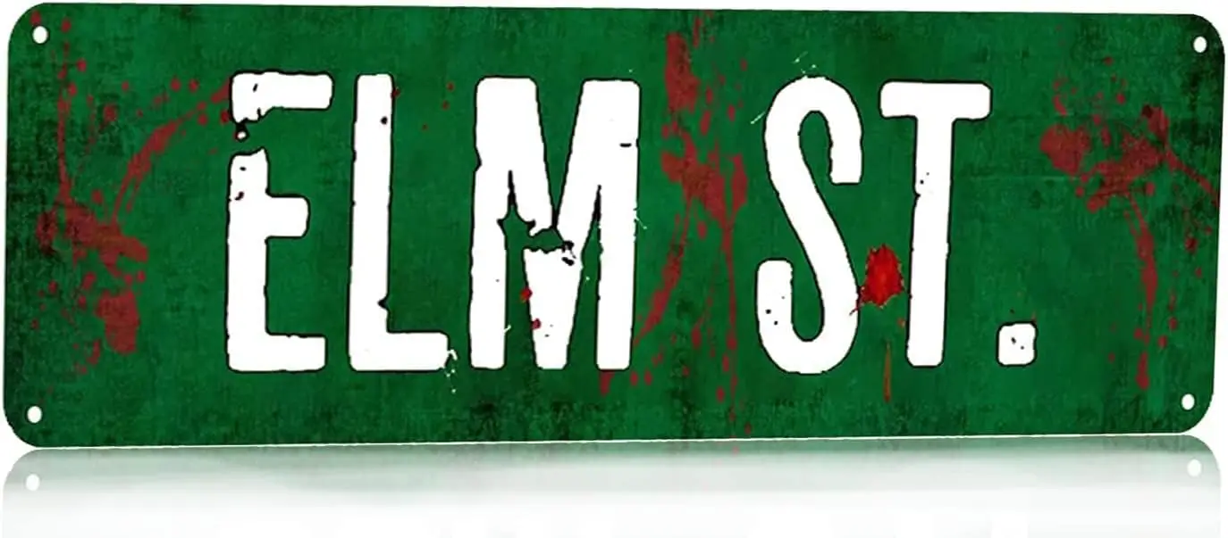 Elm St Street Metal Plaque Rustic Tin Sign Retro Wall Decor 4x16 in / 10x40 cm