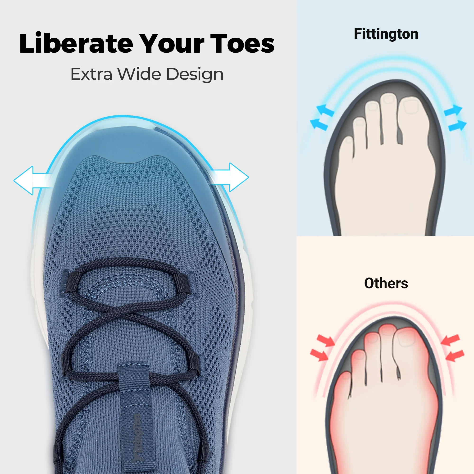Fittington Herren-Walking- und Laufschuhe mit breiter Zehenbox, lässige Sportschuhe, leicht, atmungsaktiv, rutschfest, für Outdoor-Aktivitäten – Detail 3