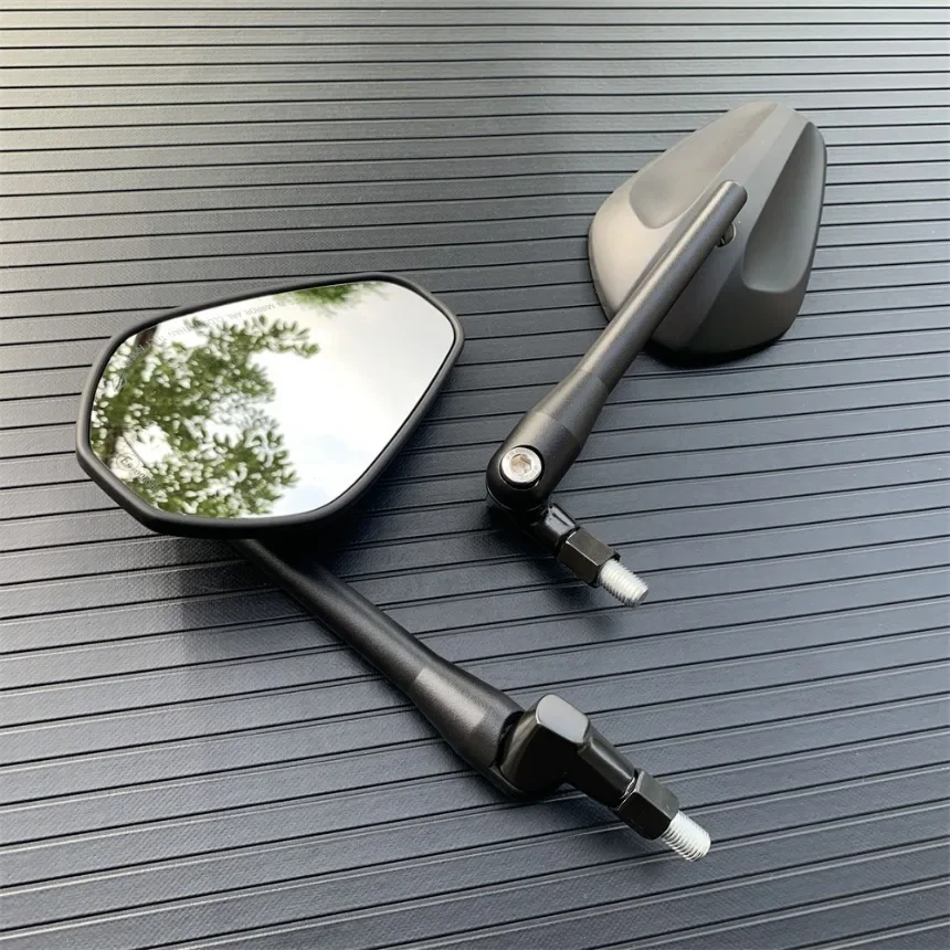 Мотоциклетное черное универсальное боковое зеркало заднего вида 10 мм складное овальное зеркало с защитой от падения