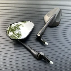 Motorcycle Black Universal 10mm Side Mirror Rearview Mirror Anti-fall Folding Oval Mirror