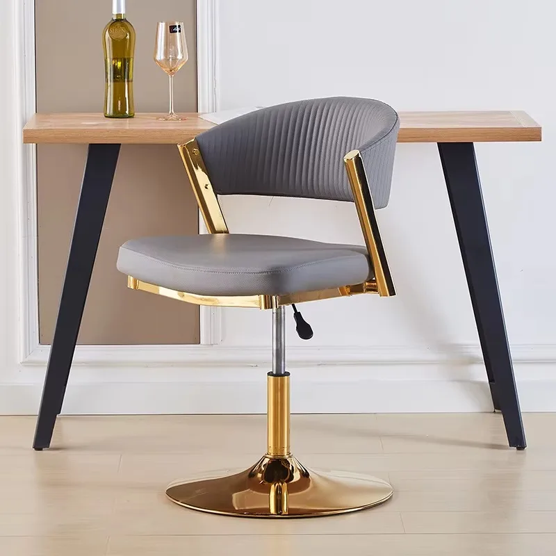 PU Leather Bar Stool, Swivel Adjustable Counter Height Chair, Modern Home Pub Chair with Footrest, Commercial Hotel Bar Stools