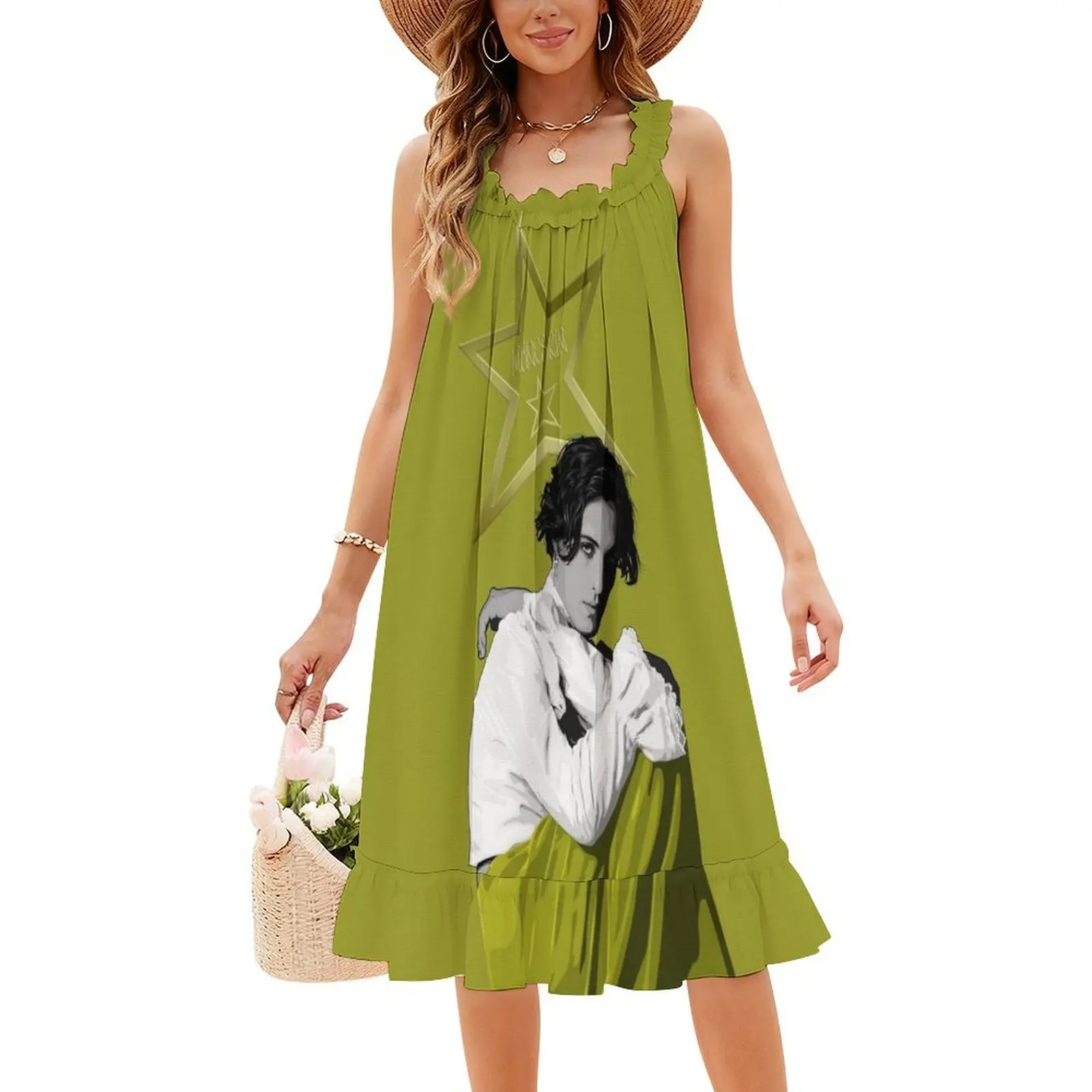 Maneskin-Damiano David 1 Vintage Bohemian Dress Puff Sleeve Or Sleeveless Options For Women Dress Maneskin Damiano David Music