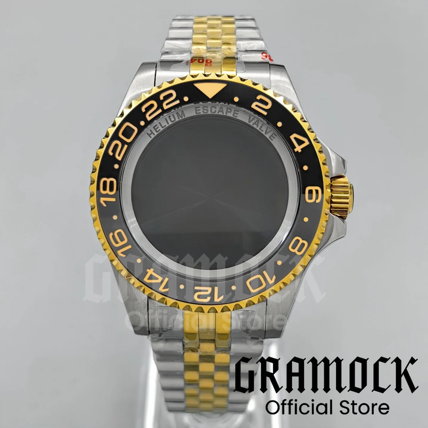 Two Tone Gold 44mm Waterproof Ceramic Bezel Jubilee Band For NH34 NH35 NH36 ETA2824 DG2813 DEEP SEA Watch Case Sapphire Crystal