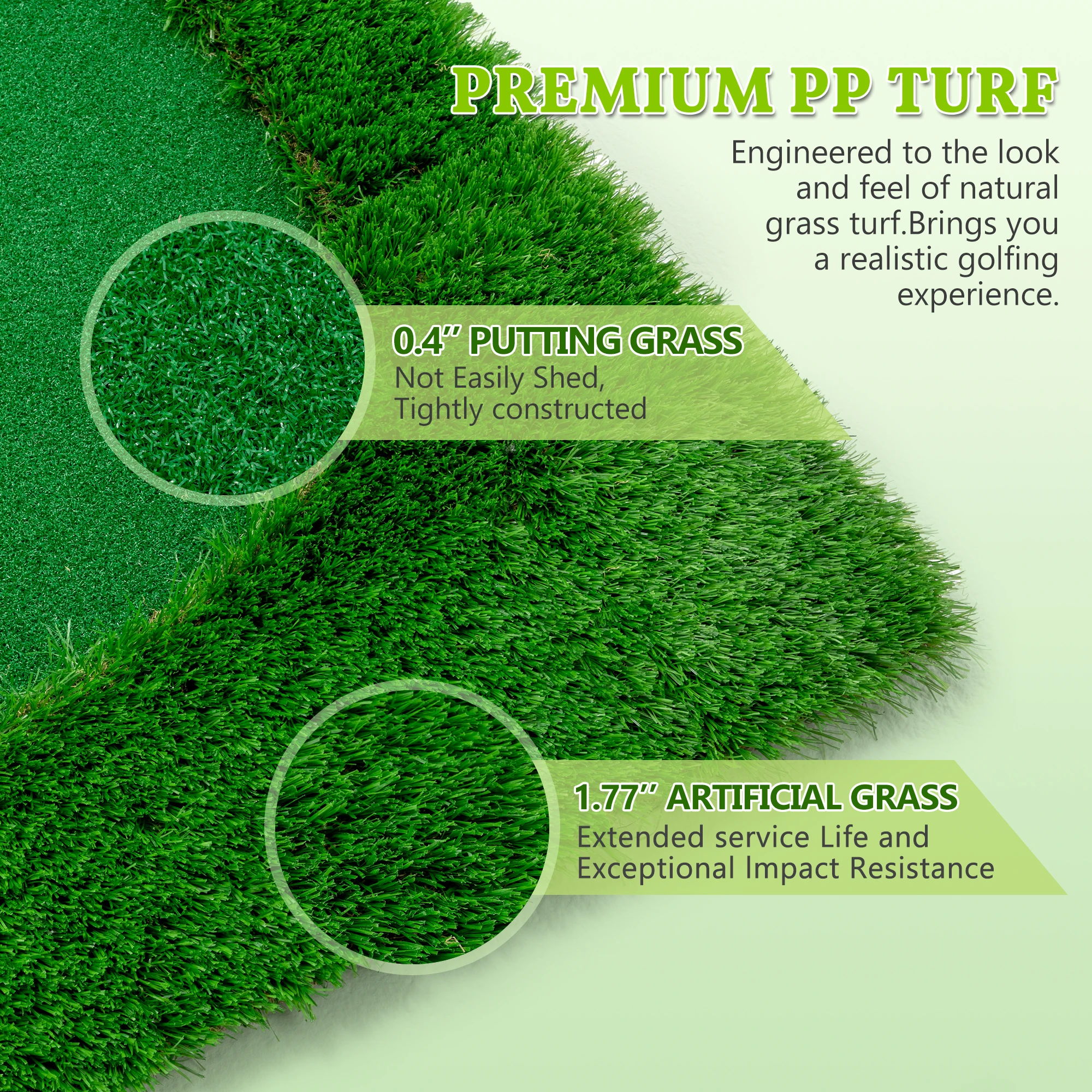 10x5 FT Golf Putting Green เสื่อฝึกซ้อมกอล์ฟพร้อมสนามหญ้าคุณภาพสูง 3 หลุม 3 ธงและถ้วยสําหรับในร่มกลางแจ้ง