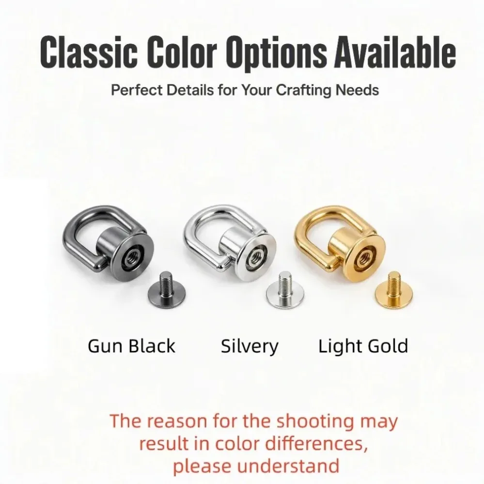 5/20/100 Pcs Metal Screw D-ring Buckle Bag Knapsack Buckles O Ring Hook for Chain Backpack Side Stud Rivet Clip Clasp