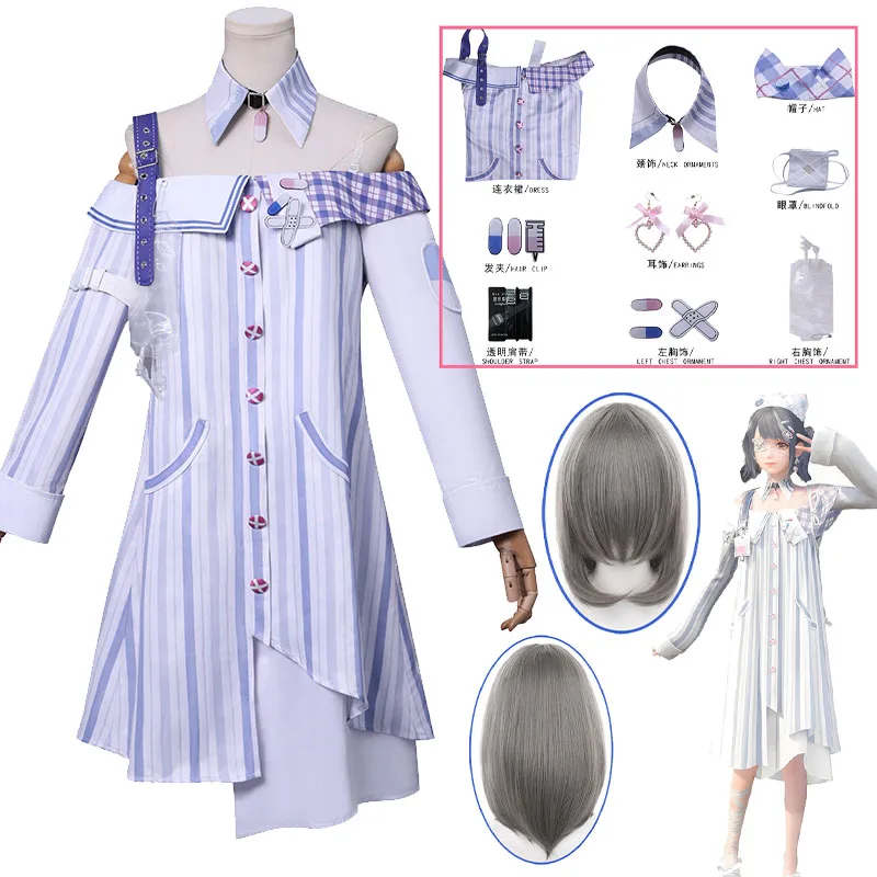 

Game Nikki Cosplay Costume Anime Infinity Nikki Patient Uniform Dress Suit Halloween Party Outfit for Women Skirt Suit