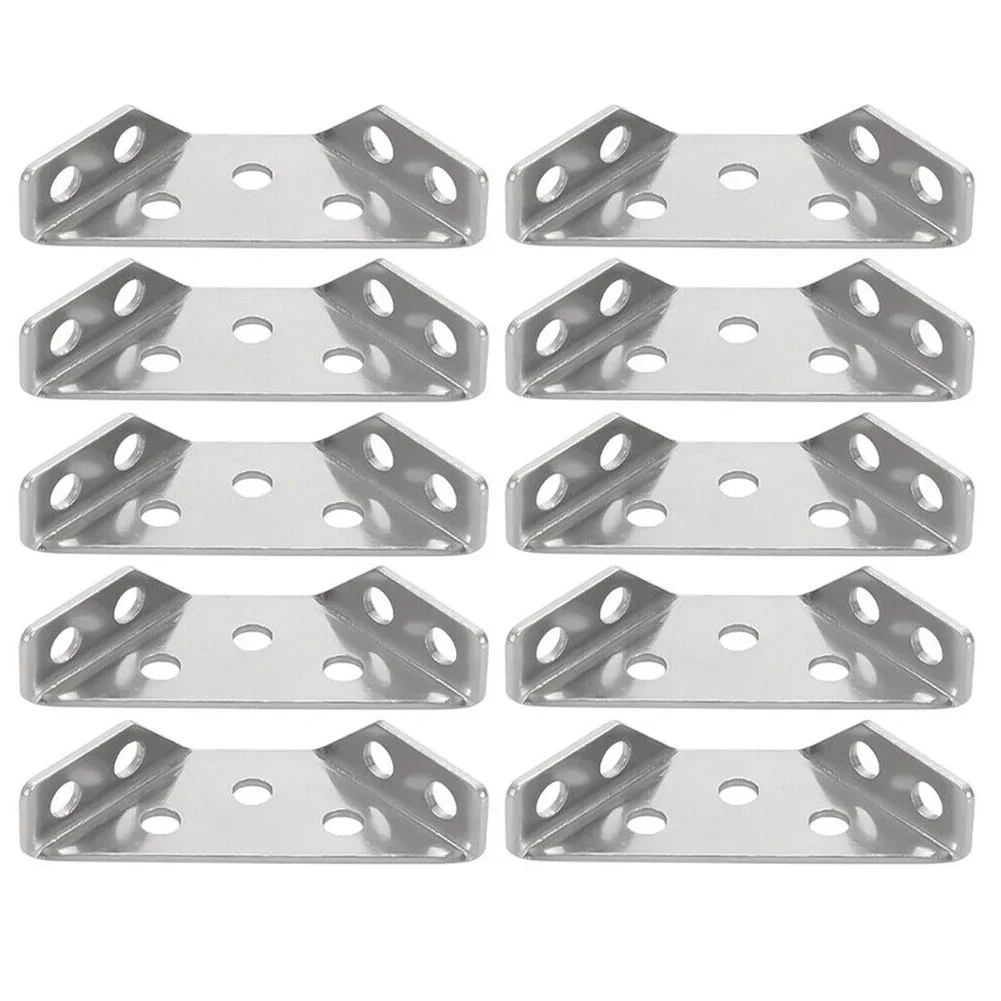 10pcs Universal Furniture Angle Corner Connector Stainless Steel Support Bracket Thickened Corner Code Right Angle Fixator