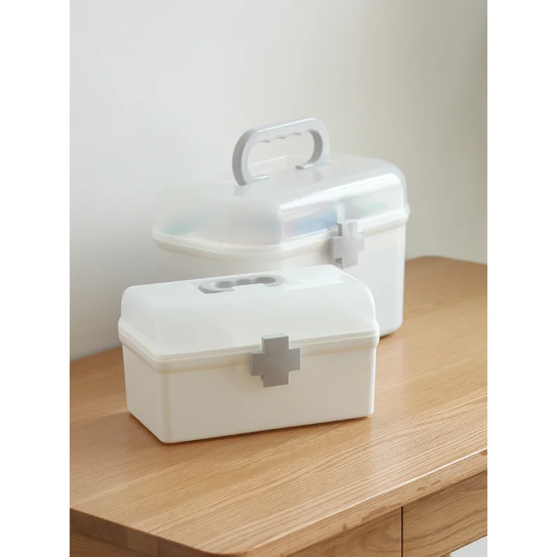 Household Medicine Storage Box, Family Pack, Multi-Layer Plastic, Portable, Children, Baby, Emergency