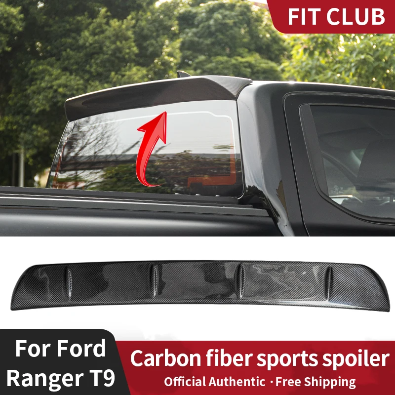 True carbon fiber sports spoiler For Ford Ranger T9 2023 2024 MS-RT Type Roof Spoiler Look Rear Wing Sport Accessories Body Kit